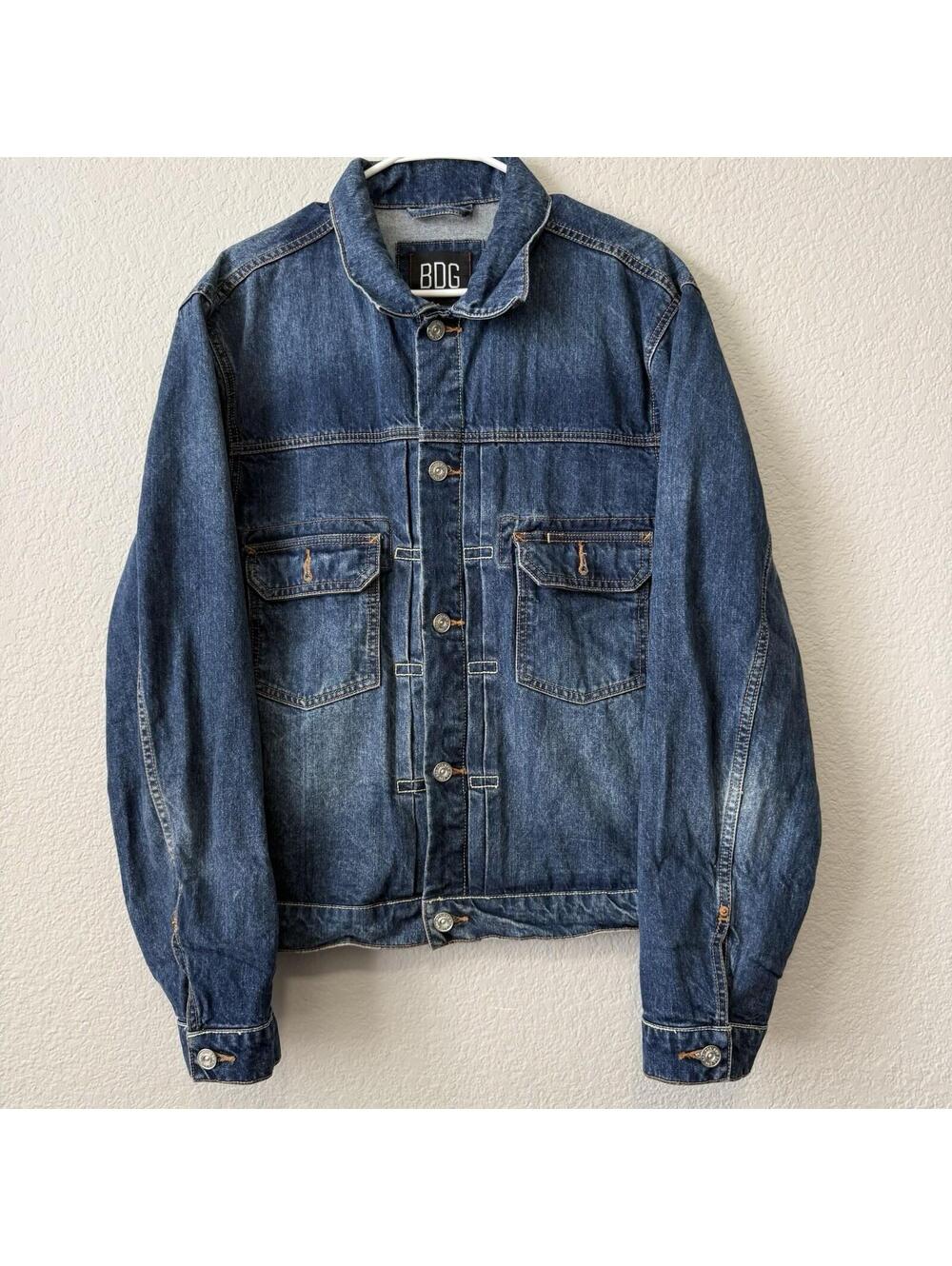 BDG Urban Outfitters Denim Jacket Mens Large Oversized Y2K Trucker Blue Jean